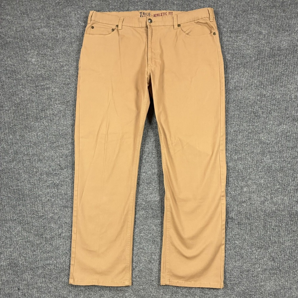 True Nation Mens Khaki Pants Size 44x32 Beige Athletic Fit Stretch Casual